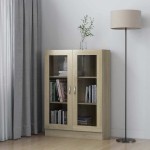 vidaXL Dulap cu vitrină stejar sonoma 82,5x30,5x115 cm lemn prelucrat vidaXL Dulap cu vitrină stejar sonoma 82,5x30,5x115 cm lemn prelucrat
