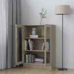 vidaXL Dulap cu vitrină stejar sonoma 82,5x30,5x115 cm lemn prelucrat vidaXL Dulap cu vitrină stejar sonoma 82,5x30,5x115 cm lemn prelucrat