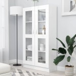 vidaXL Dulap cu vitrină, alb, 82,5x30,5x150 cm, lemn prelucrat vidaXL Dulap cu vitrină, alb, 82,5x30,5x150 cm, lemn prelucrat