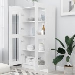 vidaXL Dulap cu vitrină, alb, 82,5x30,5x150 cm, lemn prelucrat vidaXL Dulap cu vitrină, alb, 82,5x30,5x150 cm, lemn prelucrat