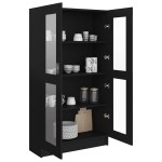 vidaXL Dulap cu vitrină, negru, 82,5x30,5x150 cm, lemn prelucrat vidaXL Dulap cu vitrină, negru, 82,5x30,5x150 cm, lemn prelucrat