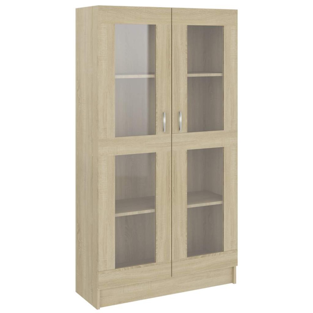 vidaXL Dulap cu vitrină stejar sonoma 82,5x30,5x150 cm, lemn prelucrat