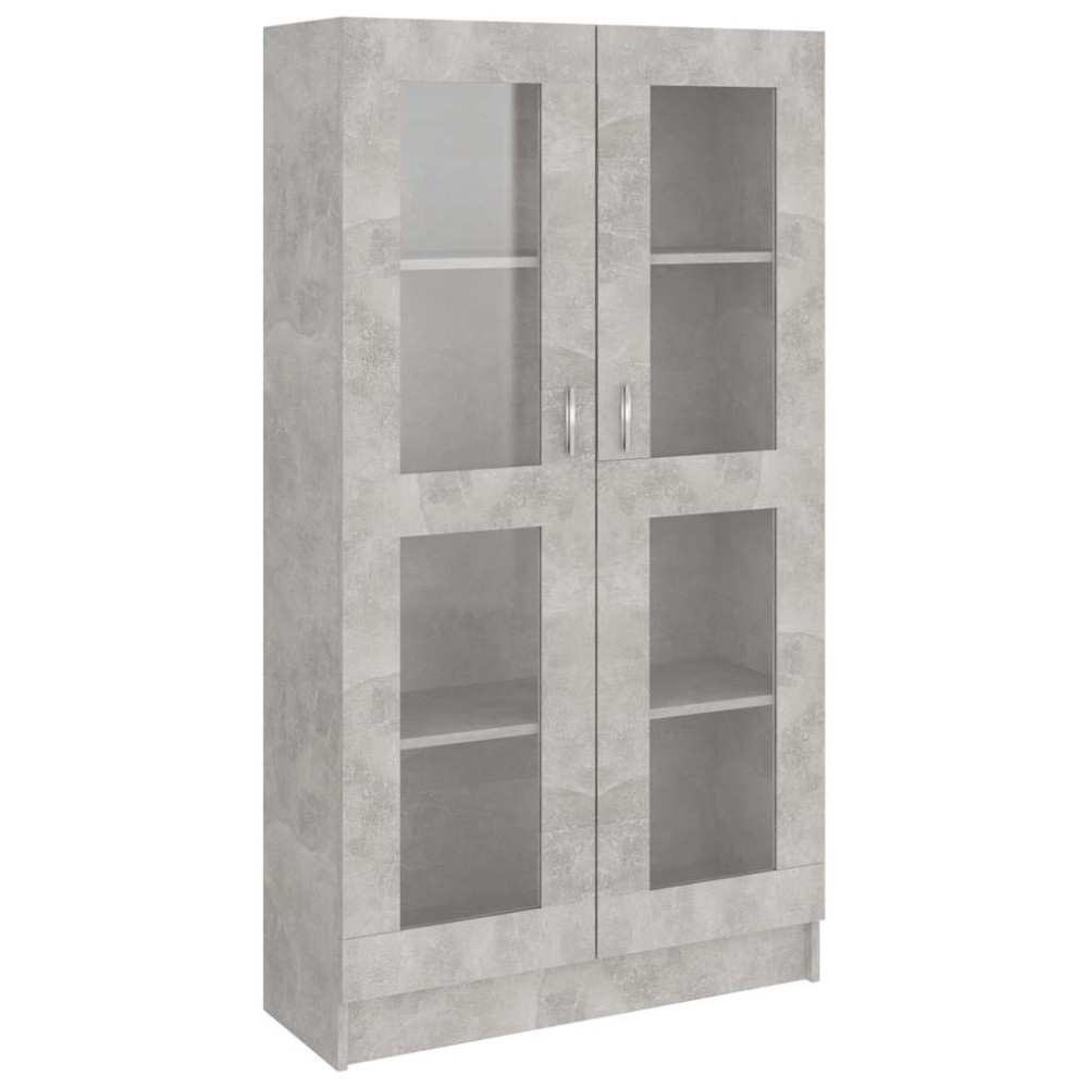 vidaXL Dulap cu vitrină, gri beton, 82,5x30,5x150 cm, lemn prelucrat