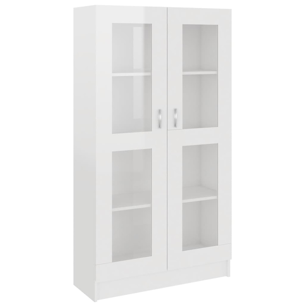 vidaXL Dulap vitrină, alb extralucios 82,5x30,5x150 cm lemn prelucrat