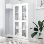 vidaXL Dulap vitrină, alb extralucios 82,5x30,5x150 cm lemn prelucrat