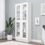 vidaXL Dulap cu vitrină, alb, 82,5 x 30,5 x 185,5 cm, lemn prelucrat vidaXL Dulap cu vitrină, alb, 82,5 x 30,5 x 185,5 cm, lemn prelucrat