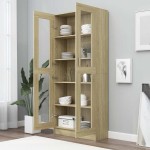 vidaXL Dulap vitrină, stejar sonoma 82,5x30,5x185,5 cm lemn prelucrat