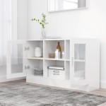 vidaXL Dulap vitrină, alb extralucios, 120x30,5x70 cm, lemn prelucrat