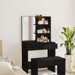 vidaXL Masă de toaletă cu oglindă, negru, 74,5x40x141 cm vidaXL Masă de toaletă cu oglindă, negru, 74,5x40x141 cm