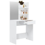 vidaXL Masă de toaletă cu oglindă, alb extralucios, 74,5x40x141 cm vidaXL Masă de toaletă cu oglindă, alb extralucios, 74,5x40x141 cm