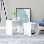 vidaXL Set măsuțe de cafea, alb, 48x30x45 cm, lemn prelucrat vidaXL Set măsuțe de cafea, alb, 48x30x45 cm, lemn prelucrat