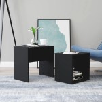 vidaXL Set măsuțe de cafea, negru, 48x30x45 cm, lemn prelucrat vidaXL Set măsuțe de cafea, negru, 48x30x45 cm, lemn prelucrat