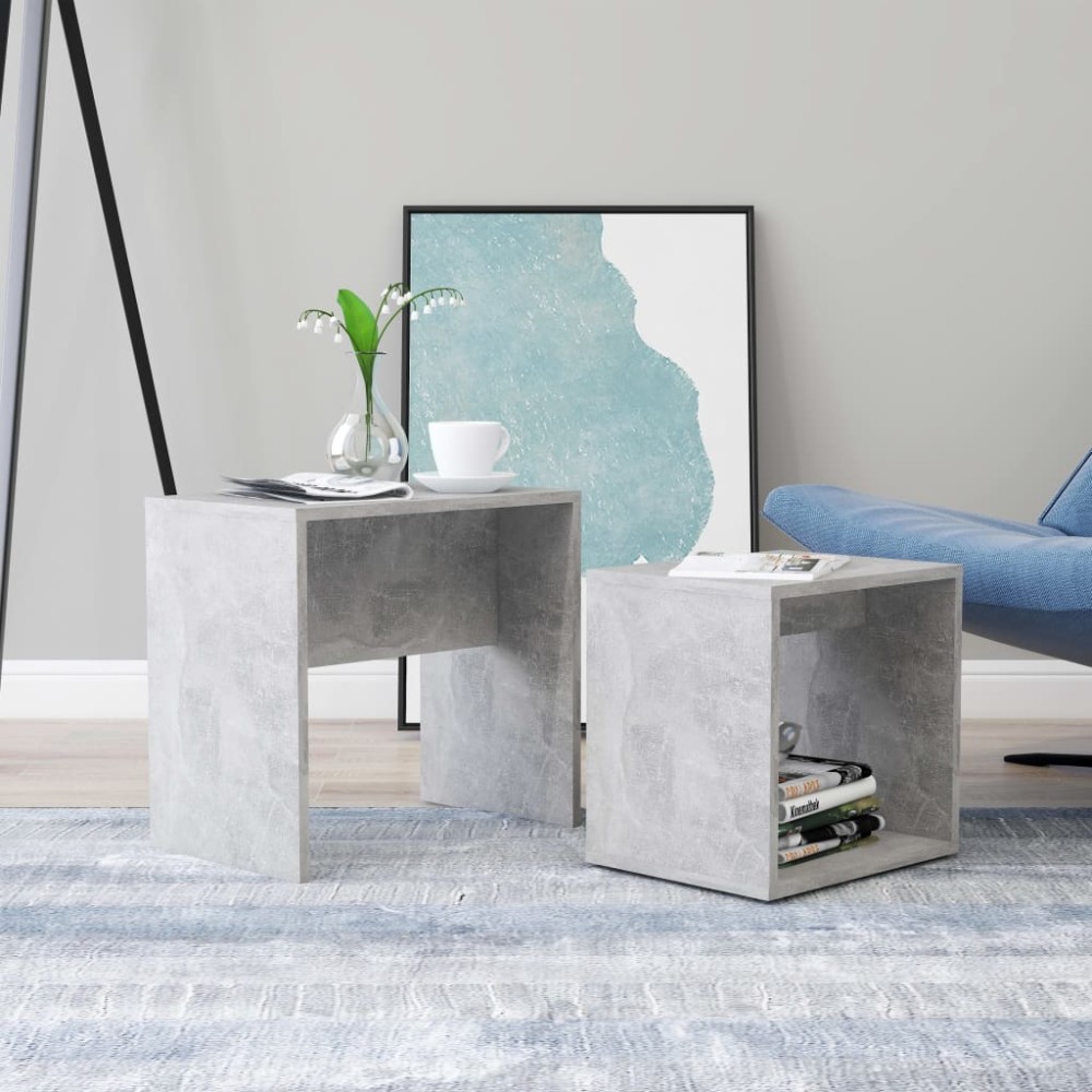 vidaXL Set măsuțe de cafea, gri beton, 48x30x45 cm, lemn prelucrat
