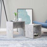 vidaXL Set măsuțe de cafea, gri beton, 48x30x45 cm, lemn prelucrat vidaXL Set măsuțe de cafea, gri beton, 48x30x45 cm, lemn prelucrat