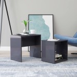 vidaXL Set măsuțe de cafea gri extralucios 48x30x45 cm lemn prelucrat vidaXL Set măsuțe de cafea gri extralucios 48x30x45 cm lemn prelucrat