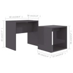 vidaXL Set măsuțe de cafea gri extralucios 48x30x45 cm lemn prelucrat vidaXL Set măsuțe de cafea gri extralucios 48x30x45 cm lemn prelucrat