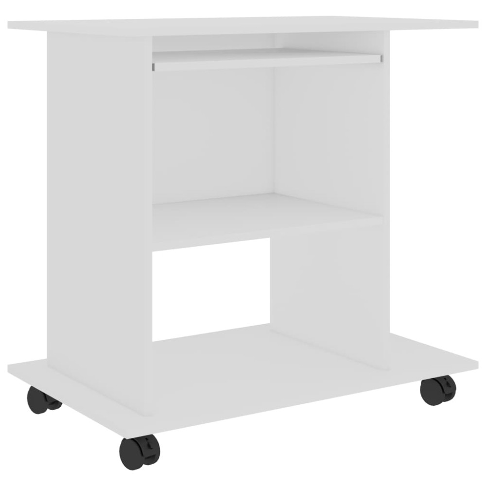 vidaXL Birou de calculator, alb, 80x50x75 cm, lemn prelucrat