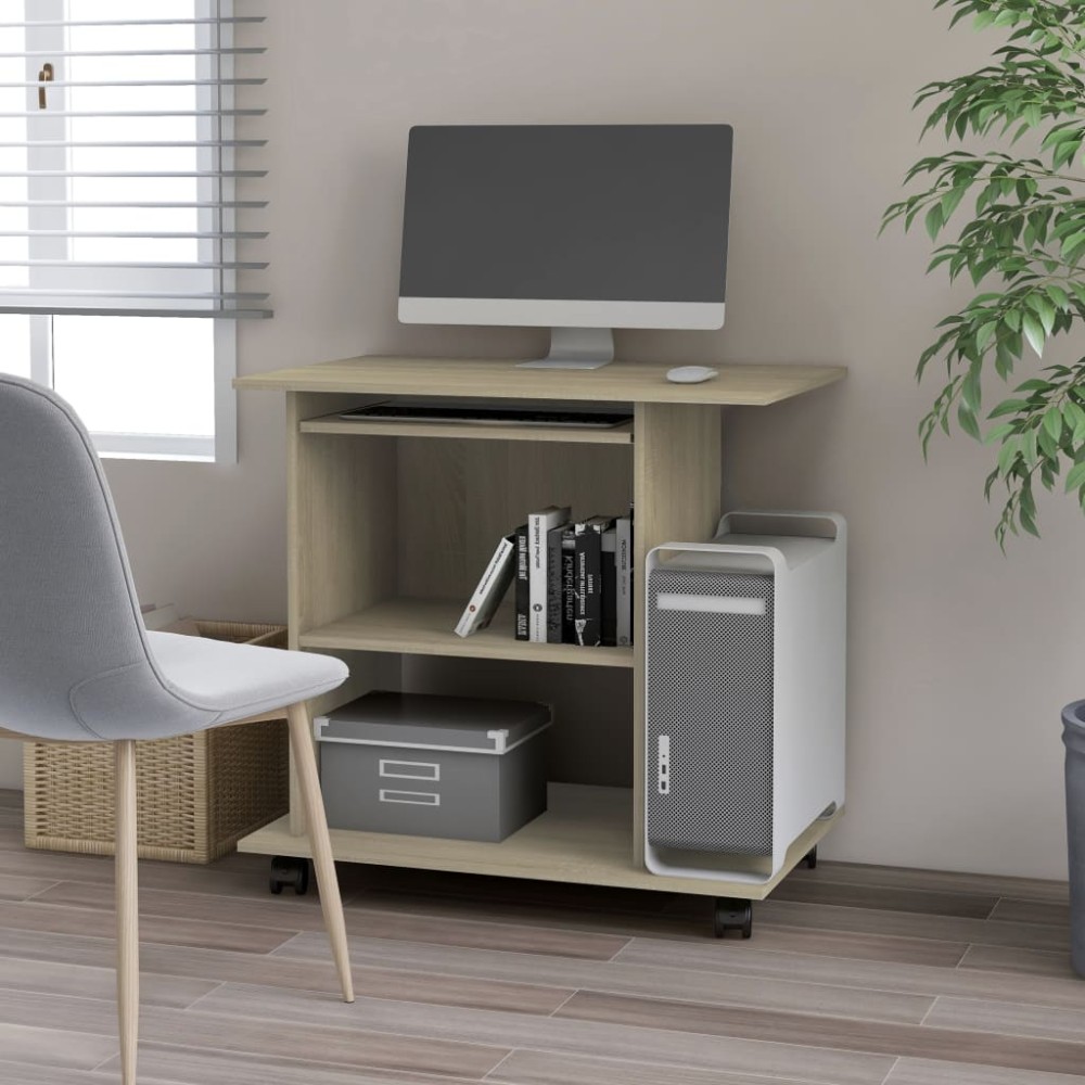 vidaXL Birou computer, stejar sonoma, 80x50x75 cm, lemn prelucrat