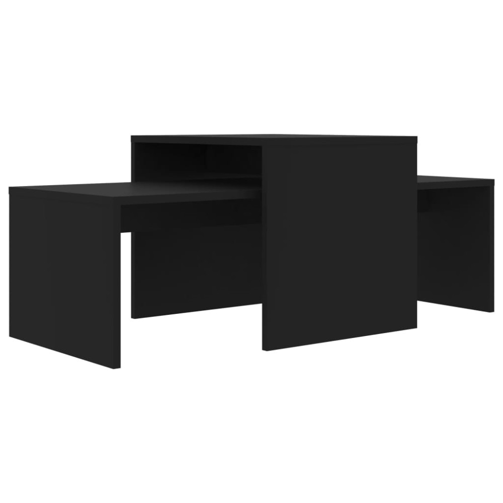 vidaXL Set măsuțe de cafea, negru, 100x48x40 cm, lemn prelucrat
