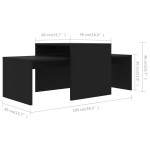 vidaXL Set măsuțe de cafea, negru, 100x48x40 cm, lemn prelucrat