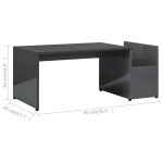 vidaXL Măsuță de cafea, gri extralucios, 90x45x35 cm, lemn prelucrat