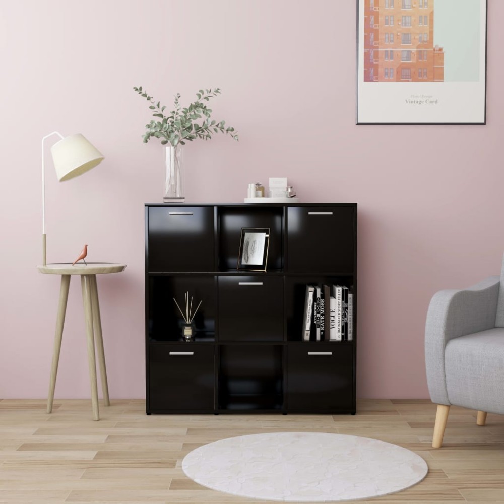 vidaXL Bibliotecă, negru, 90x30x90 cm, lemn prelucrat