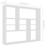 vidaXL Raft de perete, alb, 90x16x78 cm, lemn prelucrat