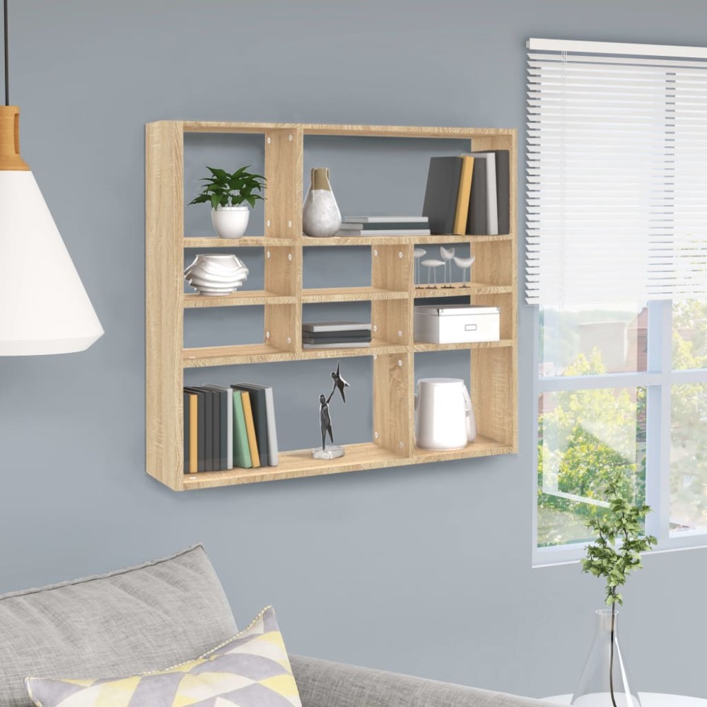 vidaXL Raft de perete, stejar Sonoma, 90 x 16 x 78 cm, lemn prelucrat
