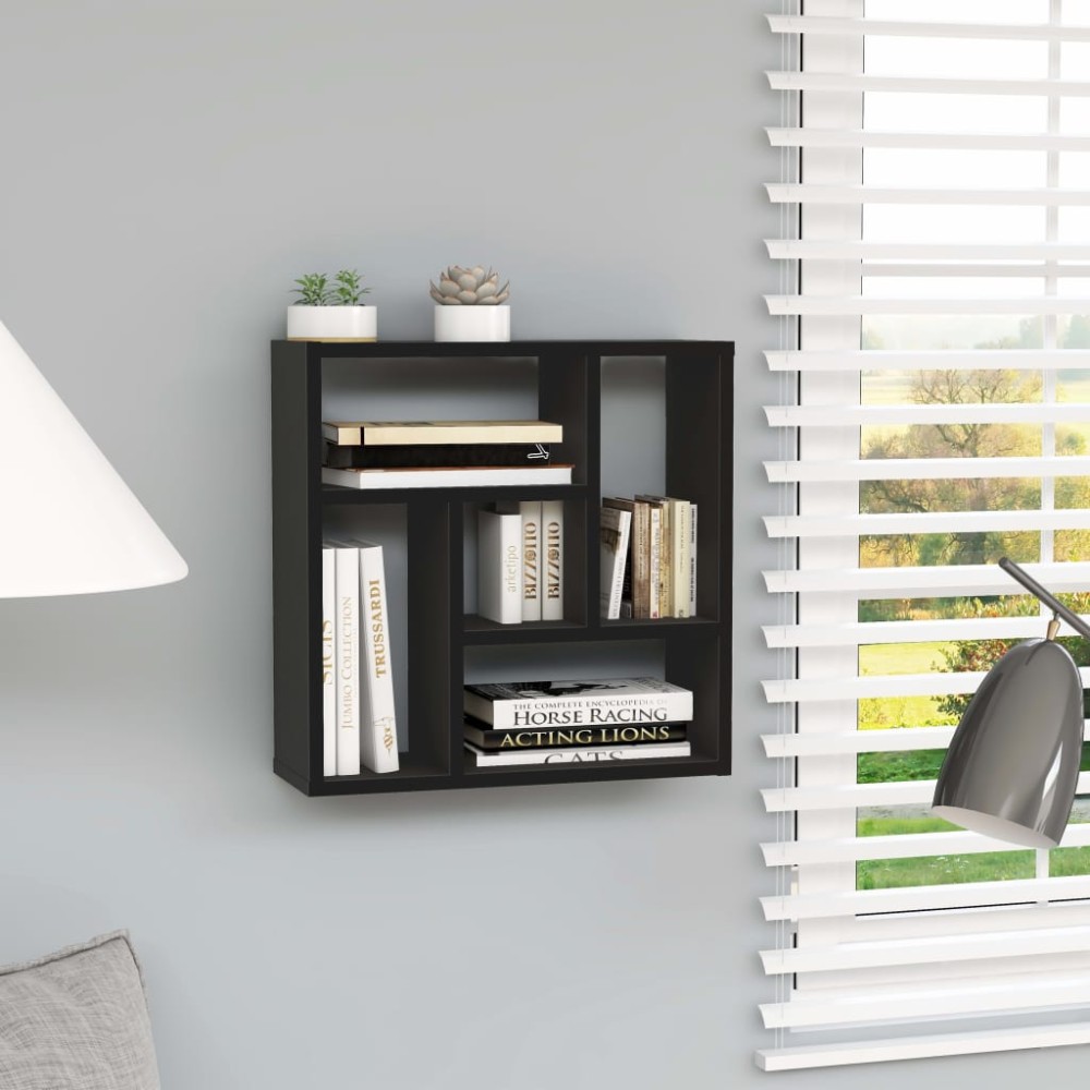 vidaXL Raft de perete, negru, 45,1 x 16 x 45,1 cm, lemn prelucrat