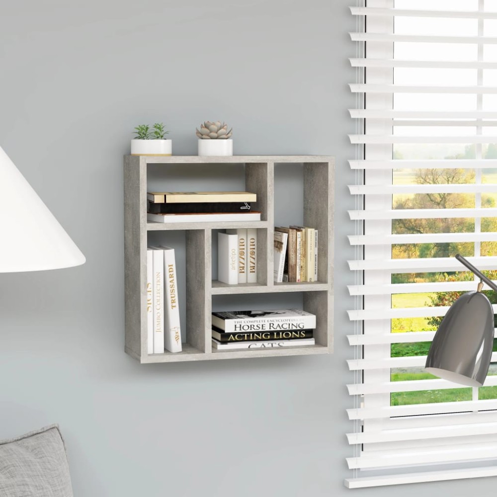 vidaXL Raft de perete, gri beton, 45,1x16x45,1 cm, lemn prelucrat