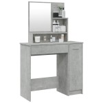 vidaXL Masă de toaletă cu oglindă, gri beton, 86,5x35x136 cm