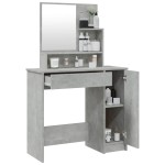 vidaXL Masă de toaletă cu oglindă, gri beton, 86,5x35x136 cm