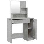 vidaXL Masă de toaletă cu oglindă, gri beton, 86,5x35x136 cm