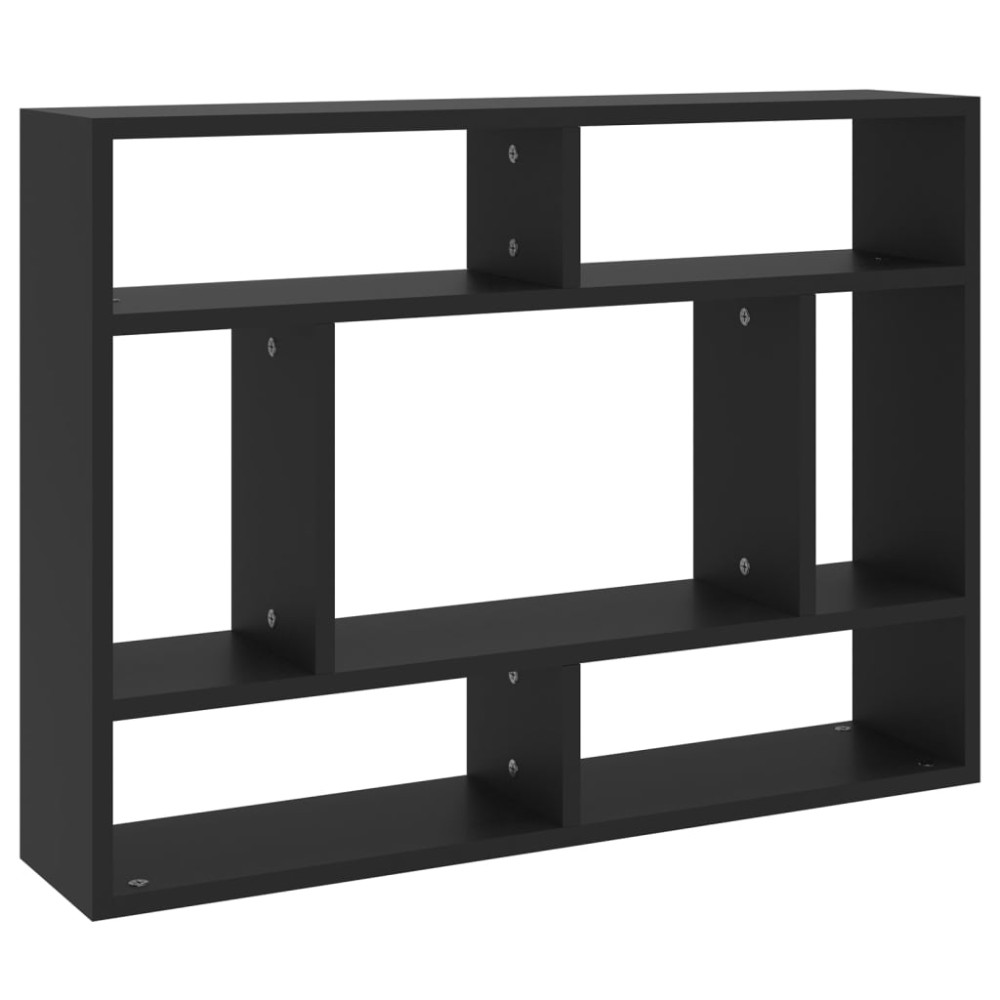vidaXL Raft de perete, negru, 75x16x55 cm, lemn prelucrat