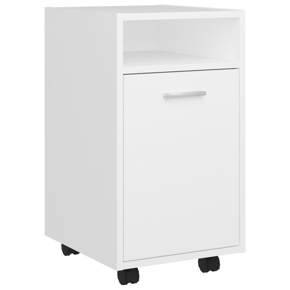 vidaXL Dulap lateral cu roți, alb, 33x38x60 cm, lemn prelucrat