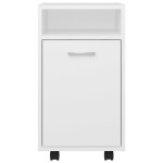 vidaXL Dulap lateral cu roți, alb, 33x38x60 cm, lemn prelucrat