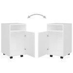 vidaXL Dulap lateral cu roți, alb, 33x38x60 cm, lemn prelucrat