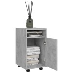 vidaXL Dulap lateral cu roți, gri beton, 33x38x60 cm, lemn prelucrat