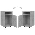 vidaXL Dulap lateral cu roți, gri beton, 33x38x60 cm, lemn prelucrat