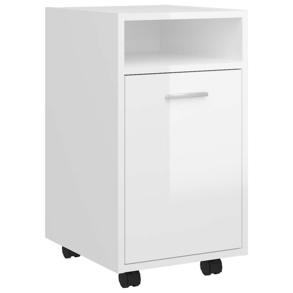 vidaXL Dulap lateral cu roți alb extralucios 33x38x60cm lemn prelucrat