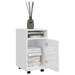 vidaXL Dulap lateral cu roți alb extralucios 33x38x60cm lemn prelucrat vidaXL Dulap lateral cu roți alb extralucios 33x38x60cm lemn prelucrat