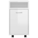 vidaXL Dulap lateral cu roți alb extralucios 33x38x60cm lemn prelucrat vidaXL Dulap lateral cu roți alb extralucios 33x38x60cm lemn prelucrat