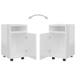 vidaXL Dulap lateral cu roți alb extralucios 33x38x60cm lemn prelucrat vidaXL Dulap lateral cu roți alb extralucios 33x38x60cm lemn prelucrat