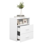 vidaXL Noptiere, 2 buc., alb, 50x32x60 cm vidaXL Noptiere, 2 buc., alb, 50x32x60 cm