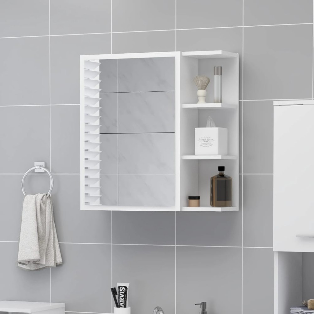 vidaXL Dulap de baie cu oglindă, alb, 62,5x20,5x64 cm, lemn prelucrat