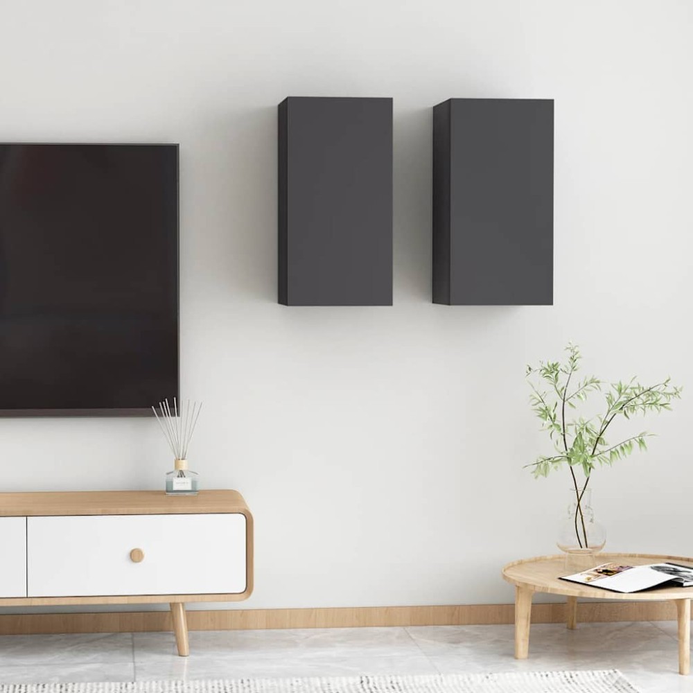 vidaXL Comode TV, 2 buc., gri, 30,5x30x60 cm, lemn prelucrat