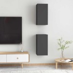 vidaXL Comode TV, 2 buc., gri, 30,5x30x60 cm, lemn prelucrat