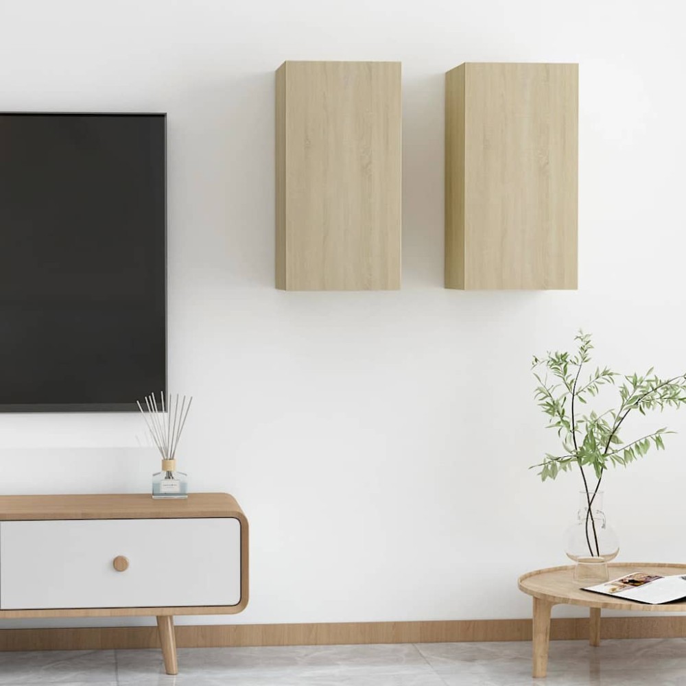 vidaXL Comode TV, 2 buc., stejar Sonoma, 30,5x30x60 cm, lemn prelucrat
