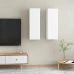 vidaXL Comode TV, 2 buc., alb, 30,5x30x90 cm, lemn prelucrat