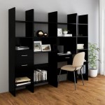 vidaXL Bibliotecă, negru, 40x35x180 cm, lemn prelucrat